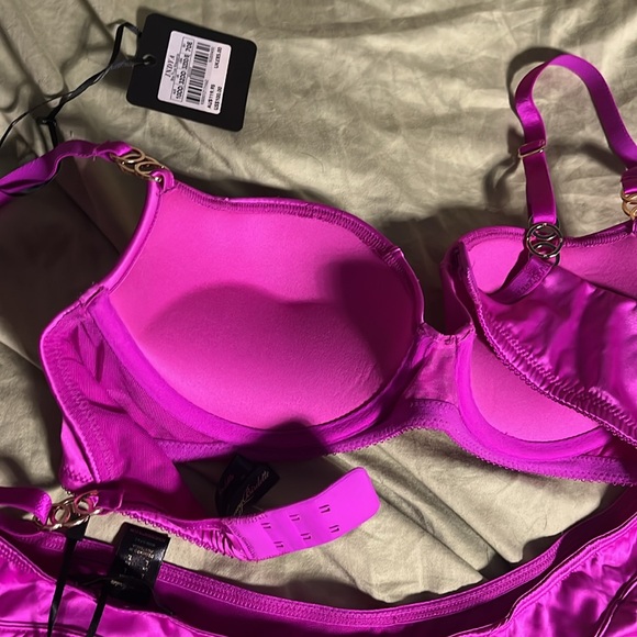 Honey Birdette indya Vibrant Magneta Purple Lingerie Set 32DD and cutout brief L - Picture 5 of 5